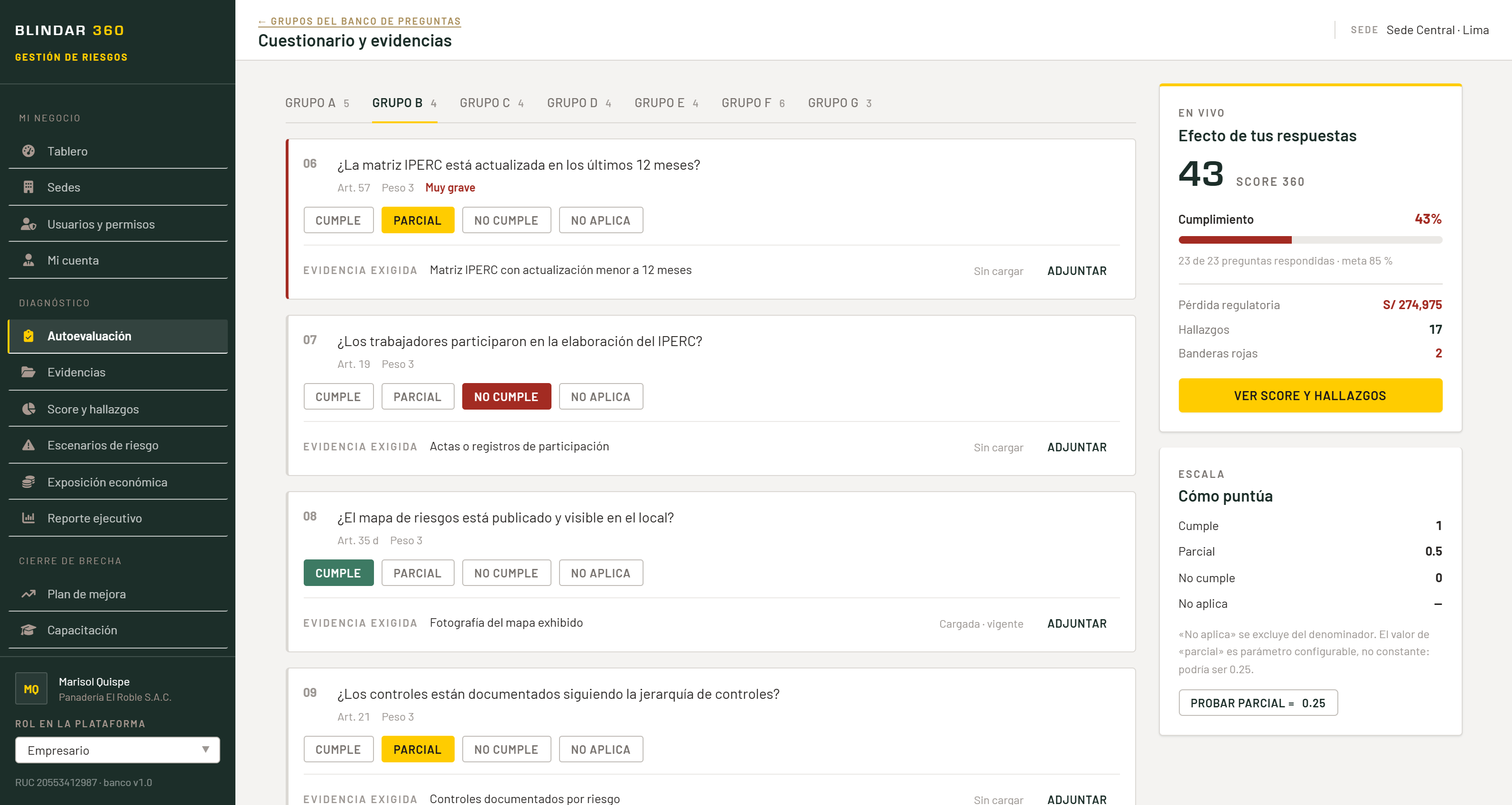 Captura: cuestionario con evidencia (etapa 2)